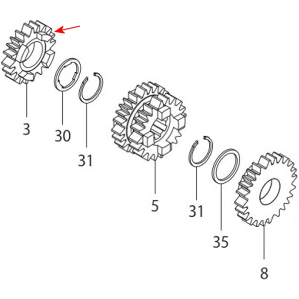 メインシャフト 2ndギヤ (18T)