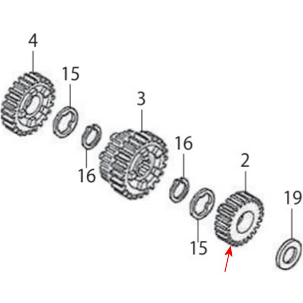 メインシャフト 2ndギヤ (19T)