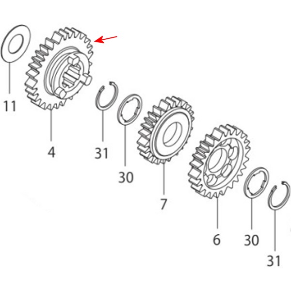 カウンターシャフト2NDギア 30Tモンキー