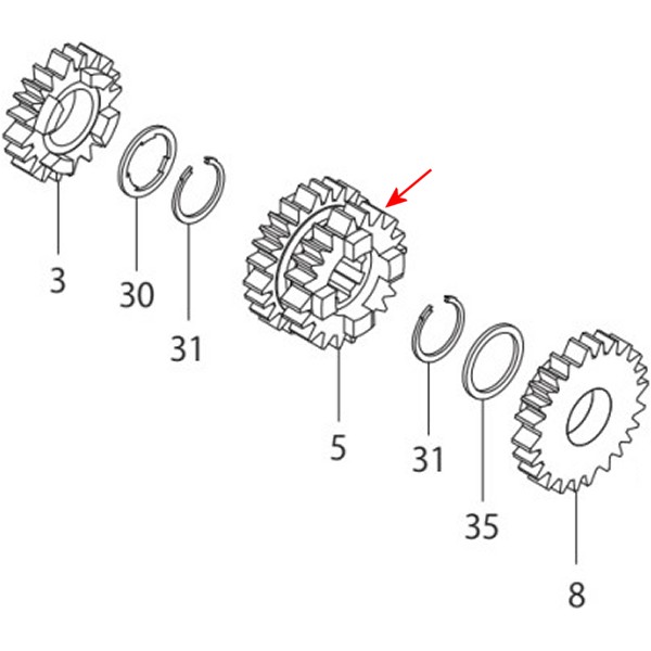 メインシャフト 3/4ギヤ (21/24T)