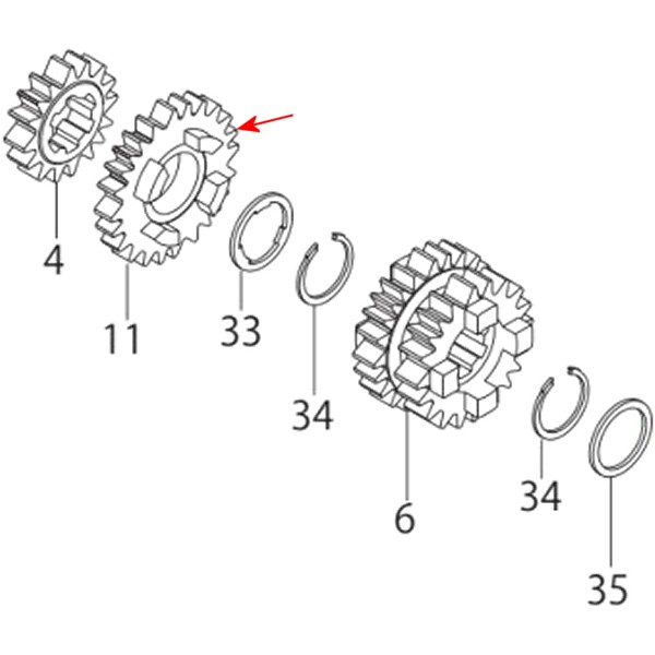 メインシャフト シックススギヤ 23T