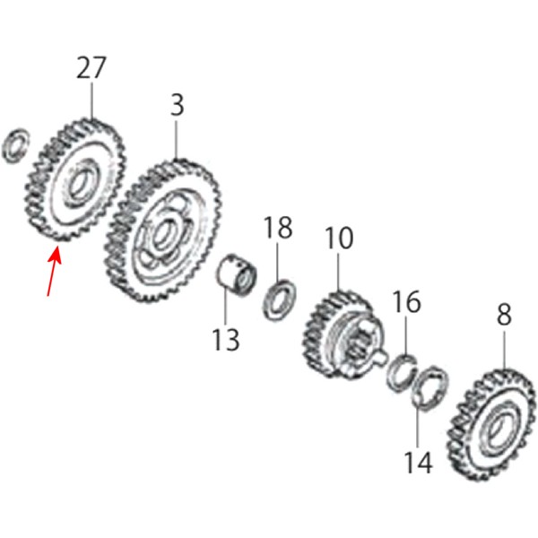 スターターアイドルギヤー 29T エイプ100、XR100モタード
