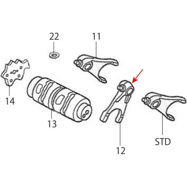 センターギヤシフトフォーク グロム/5速用