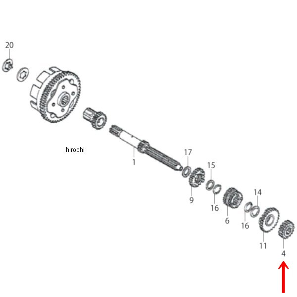 メインシャフト 2ndギヤ 17T エイプ