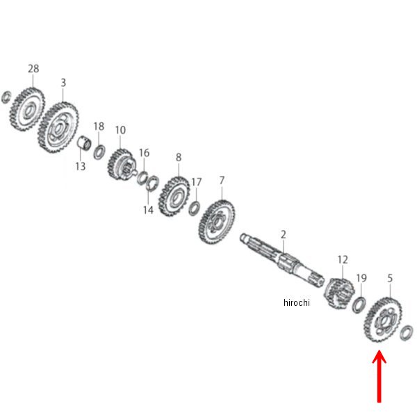 カウンターシャフト 2ndギヤ 34T エイプ