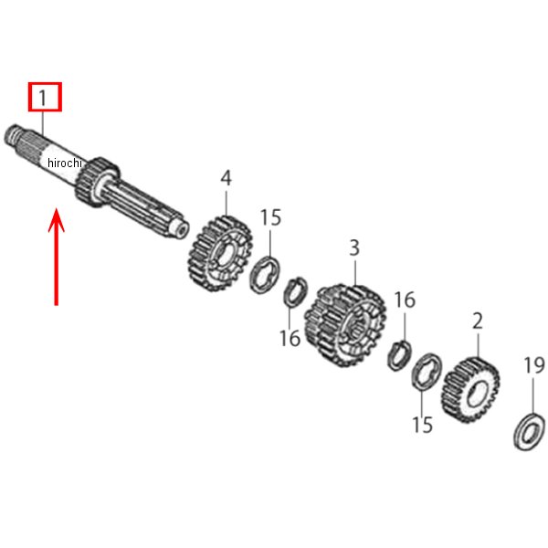 メインシャフト 15T グロム/5速用