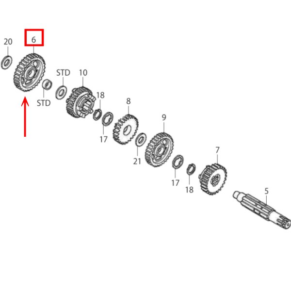 カウンターシャフト 1stギヤ(35T)GROM