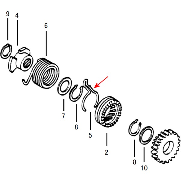 スターターピニオンフリクションスプリング