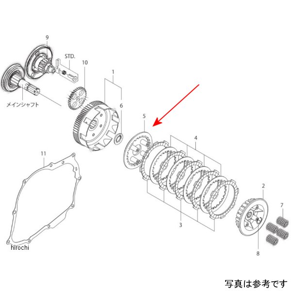 クラッチプレッシャープレート 湿式5枚ディスク用