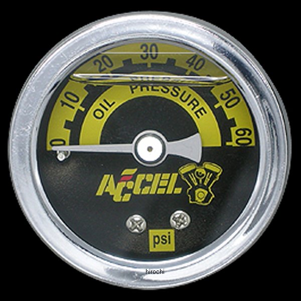 60PSIオイルプレッシャーゲージ ポリッシュ 