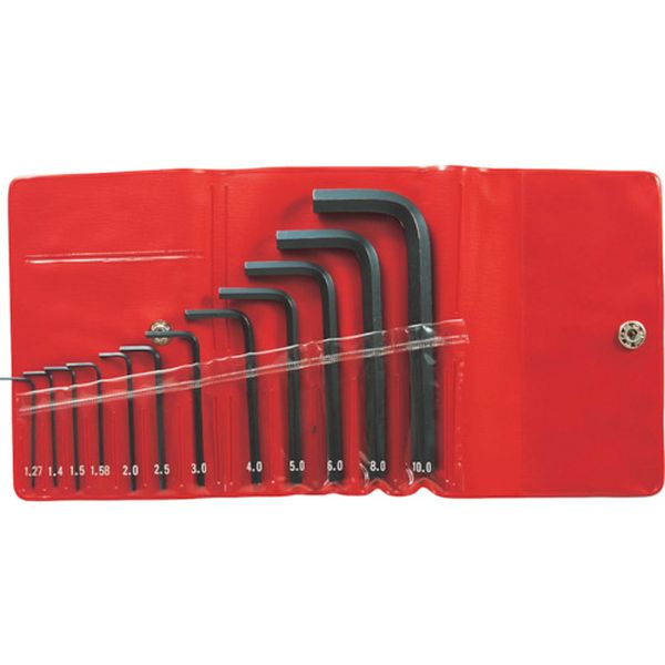 0131  六角棒スパナ 標準寸法 ビニールポーチ入12本セット 1.27～10mm