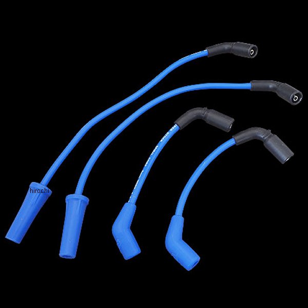 プラグコード 8mmスパイラルコア 4本 青 18年以降 ミルウォーキーエイト、ソフテイル