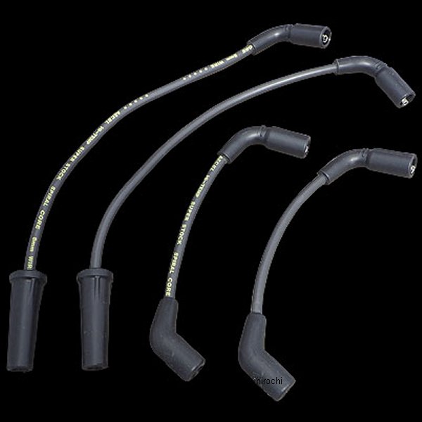 プラグコード 8mmスパイラルコア 4本 黒 18年以降 ミルウォーキーエイト、ソフテイル