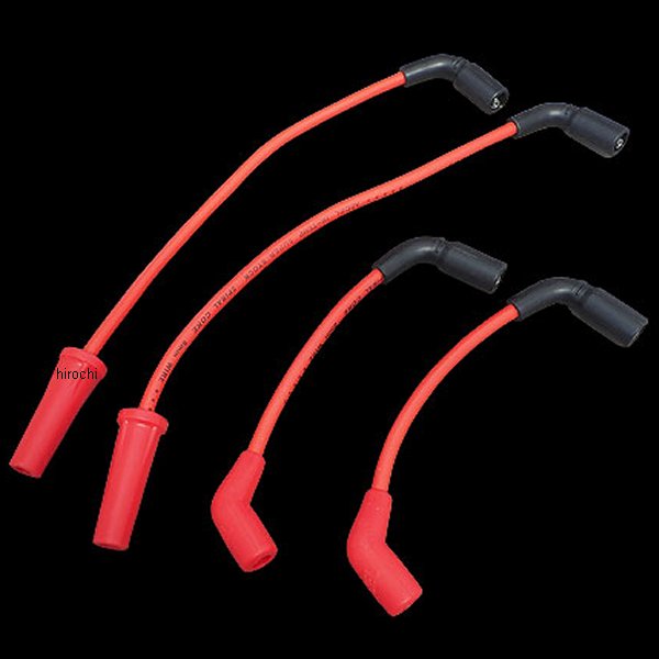 プラグコード 8mmスパイラルコア 4本 赤 18年以降 ミルウォーキーエイト、ソフテイル