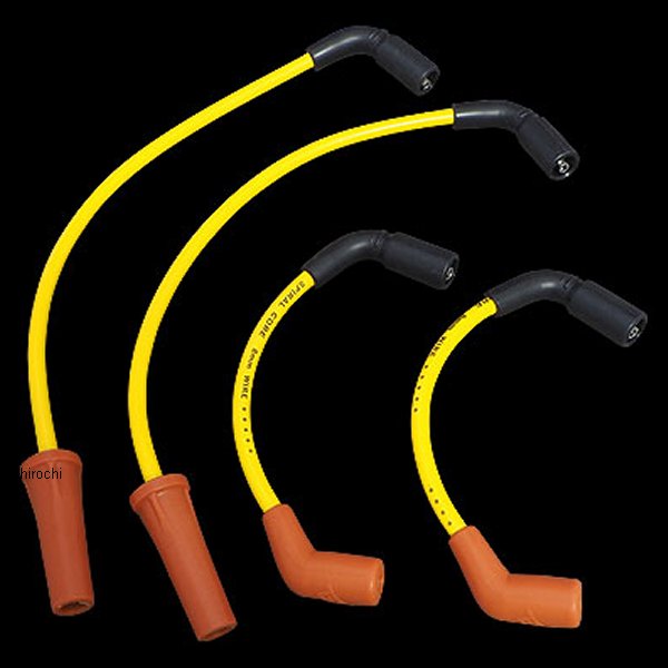 プラグコード 8mmスパイラルコア 4本 黄 18年以降 ミルウォーキーエイト、ソフテイル