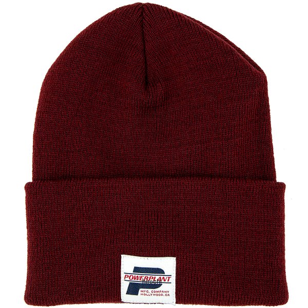 ビーニー バーガンディー/白ラベル