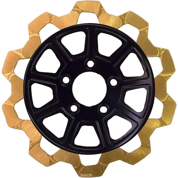 ブレーキローター BOW-TIE/9SPOKE 11.8インチ ゴールド/黒 5mm厚 フロント