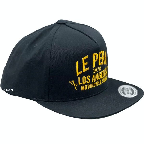 フラットビルキャップ 黒 ゴールドテキスト