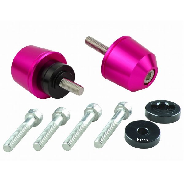 ソリッドバーエンド ホンダ/スズキ純正ハンドル用 M6 ピンク