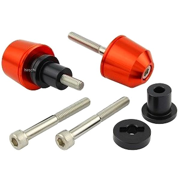 ソリッドバーエンド M6 カワサキ用 ディープオレンジ