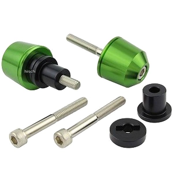 ソリッドバーエンド M6 カワサキ用 ライトグリーン