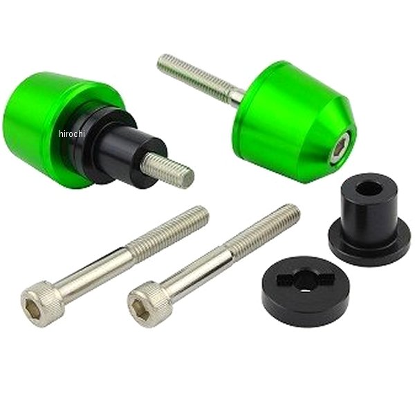 ソリッドバーエンド M6 カワサキ用 ライムグリーン