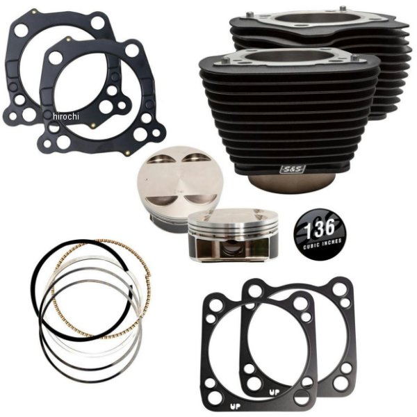 S&S エスアンドエス S&S 136" ビッグボアキット 17年以降 ハーレー M8 フルリンクルブラック