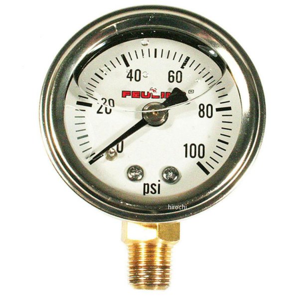 FEULING フューリング 100PSI オイルプレッシャーゲージ ボトムポート ホワイト