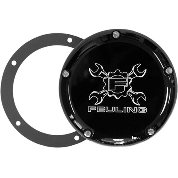 FEULING フューリング ギアクロスロゴ ダービーカバーラージ5穴 ブラック