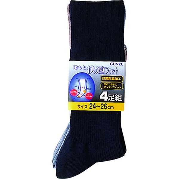 足もと快適フィット4足組ソックス25アソート