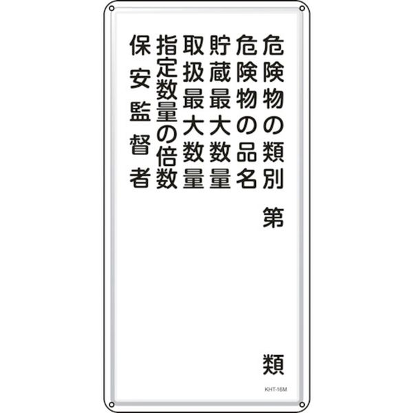 消防・危険物標識 危険物の類別・保安監督者 600×300mm スチール