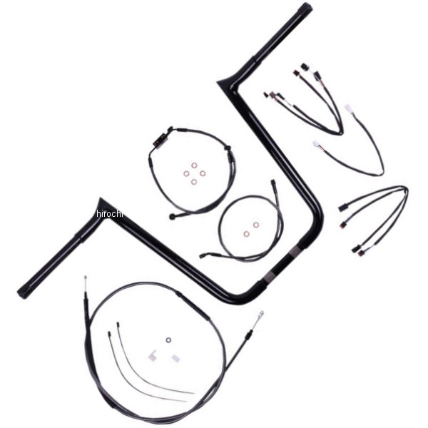 【セール特価】 1-1/4インチ ハンドルバー キット バイキング 18年-21年 FXFB、FXLRS 14インチ ブラックパール