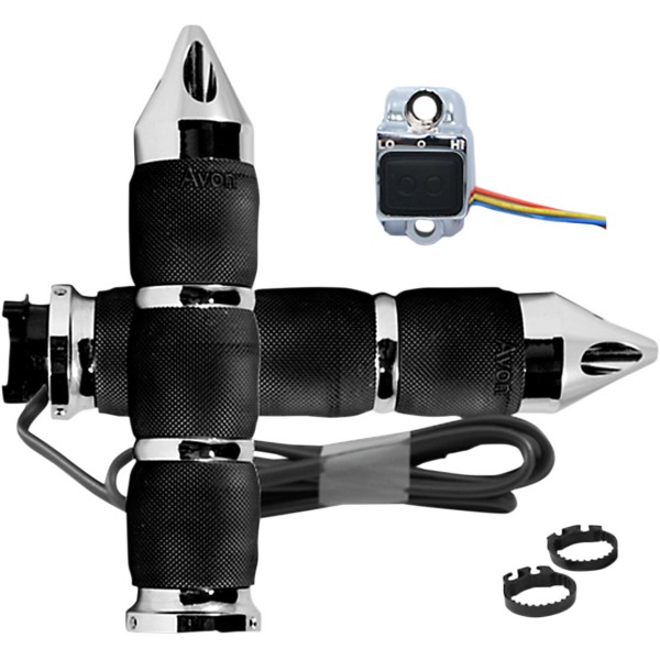 グリップ エアクッション ヒート スパイク 1インチハンドル用 クローム