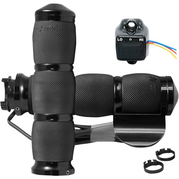 グリップ エアクッション ヒート スロットルボス付き 1インチハンドル用 黒