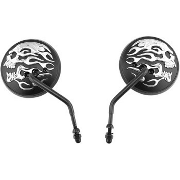 ミラー 4インチ フレーム スカル マットブラック