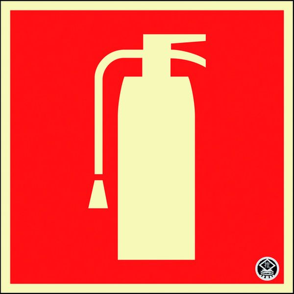 中輝度蓄光ステッカー標識 消火器マーク FR-1006 150×150mm 厚み0.3mm PET
