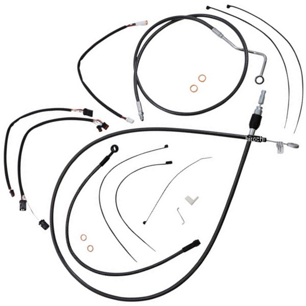 コントロールケーブル キット 15-17インチ エイプハンガー用 21年-22年 FLTR Black Pearl