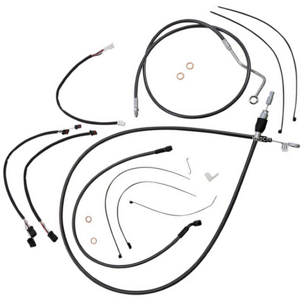 コントロールケーブル キット 12-14インチ エイプハンガー用 21年-22年 FLHR Black Pearl