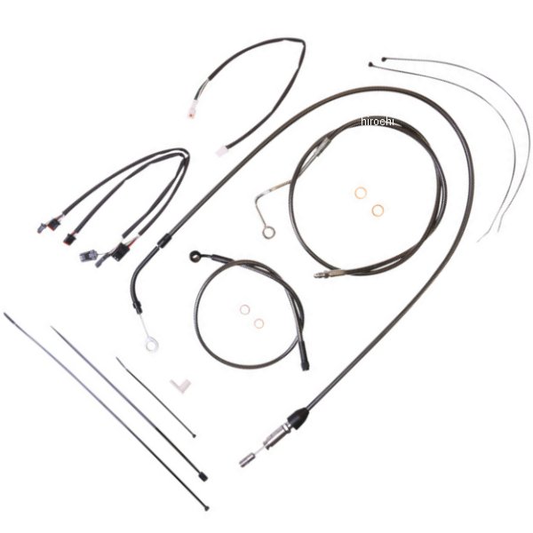コントロールケーブル キット 12-14インチ エイプハンガー用 21年-22年 FLHT、FLHX Black Pearl