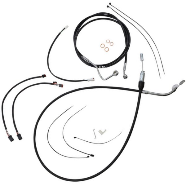 コントロールケーブル キット XR 12-14インチ エイプハンガー用 21年 FLHT、FLHX 黒/クローム
