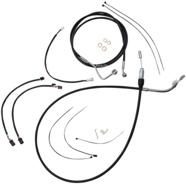 コントロールケーブル キット XR 15-17インチ エイプハンガー用 21年 FLHT、FLHX 黒/クローム