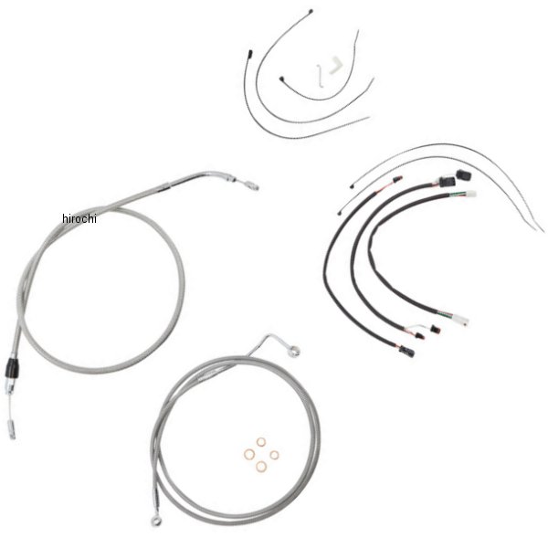 コントロールケーブル キット XR 12-14インチ エイプハンガー用 21年 FLHT、FLHX ステン/クローム