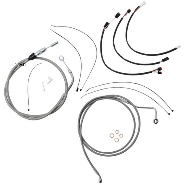 【セール特価】 コントロールケーブル キット XR 15-17インチ エイプハンガー用 21年 FLHT、FLHX ステン/クローム