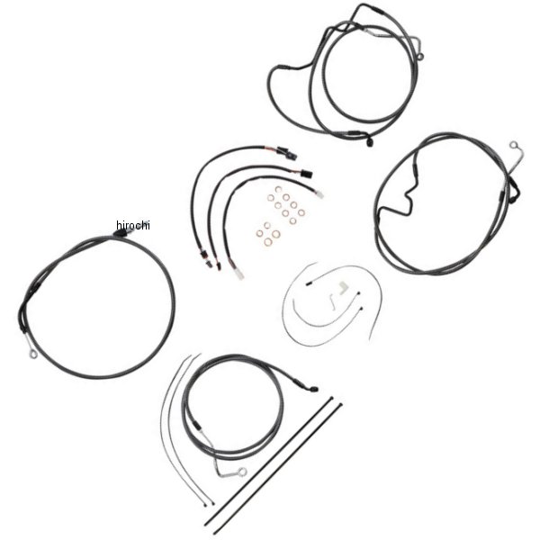 コントロールケーブル キット 12-14インチ エイプハンガー用 21年-22年 FLHT、FLHX Black Pearl