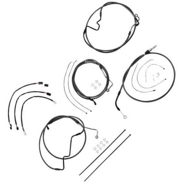 コントロールケーブル キット 15-17インチ エイプハンガー用 21年-22年 FLHT、FLHX Black Pearl