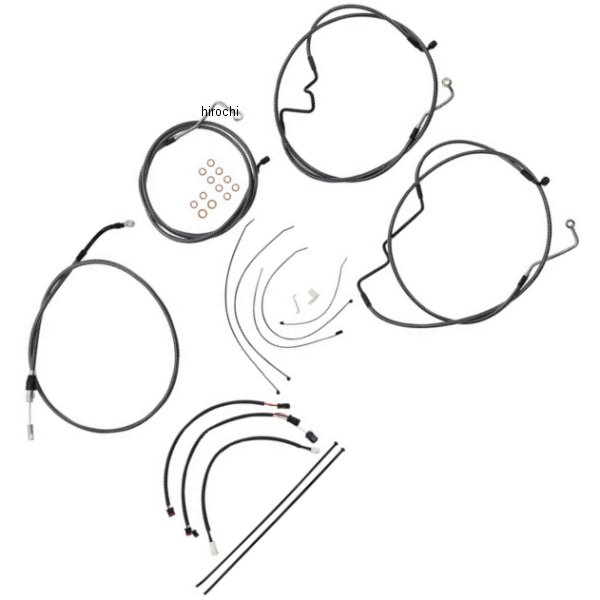 コントロールケーブル キット 15-17インチ エイプハンガー用 21年-22年 FLHT、FLHX KARBONFIBR
