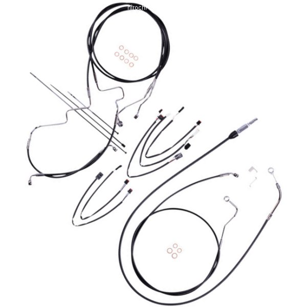 コントロールケーブル キット XR 12-14インチ エイプハンガー用 21年-22年 FLHT、FLHX 黒/クローム