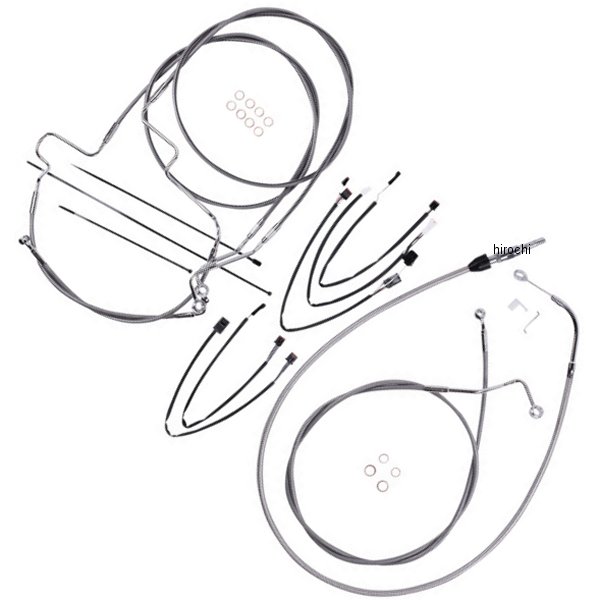 コントロールケーブル キット XR 12-14インチ エイプハンガー用 21年-22年 FLHT、FLHX ステン/クローム