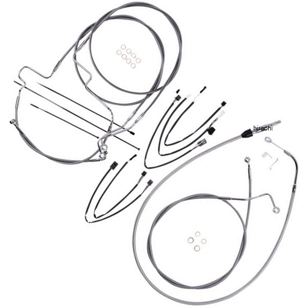 コントロールケーブル キット XR 15-17インチ エイプハンガー用 21年-22年 FLHT、FLHX ステン/クローム