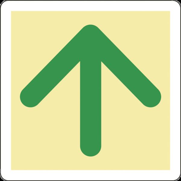 日本緑十字社 緑十字 蓄光式避難誘導ステッカー標識 ↑矢印 蓄光B 300×300mm エンビ 床用